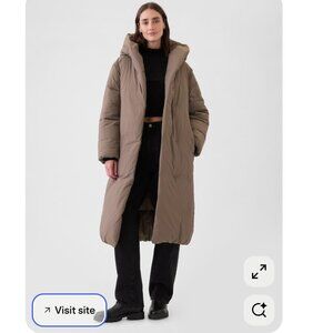 NWT WARM Gap Big Puff Coat, Plymouth Rock Brown (Tan), Women's XXS, Retail $228